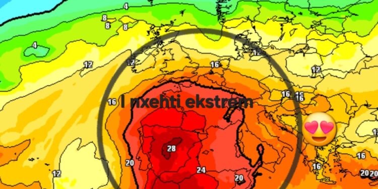 Koncentrim i lartë i ajrit të nxehtë në Evropë!