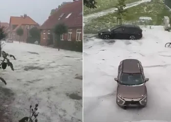 Pamje nga Gjermania: Rrugët mbulohen nga breshëri, dhjetëra ndërhyrje emergjente