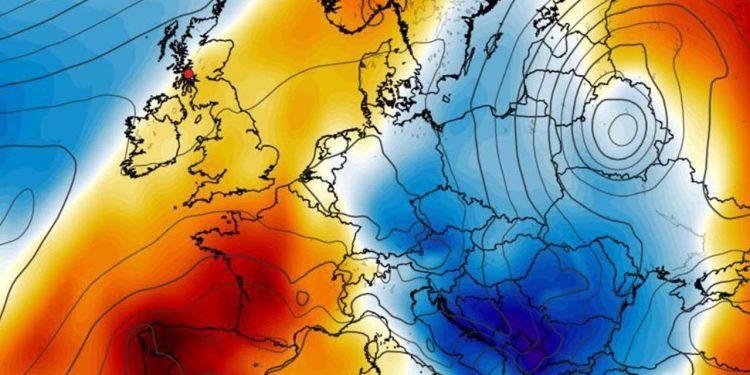 Evropa ndahet në dy zona termike, dy masa ajrore përballen mbi kontinent