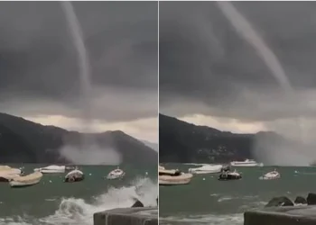 Momenti kur tromba ujore dhe një varkë turistike u gjendën shumë pranë njëra-tjetrës në Itali